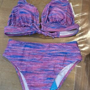 Pink and Blue Bikini  (mismatch size  M -top & bottom S)